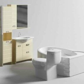 浴槽とトイレ付きの洗面化粧台3Dモデル