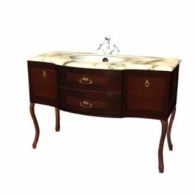 Antiikki Bath Vanity Cabinet 3D-malli