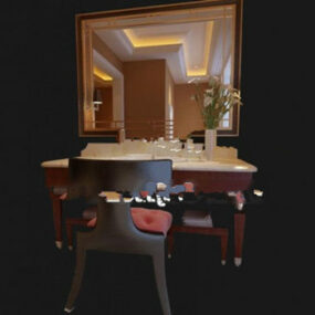مدل 3 بعدی روشویی حمام با صندلی