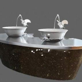 Granit-Waschtisch mit Waschbecken, 3D-Modell