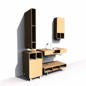 Bathroom Vanity With Shelf And Side Cabinet 3d model
