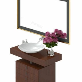 Kylpyhuoneen turhamaisuus kulholla tiskipöydällä 3d-malli