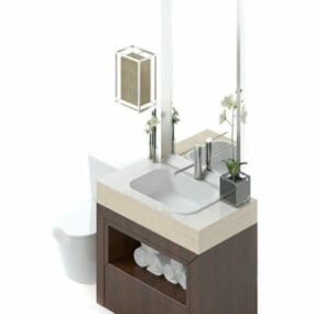 Vaidade de banheiro com vaso sanitário modelo 3d