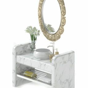 Carrara Marble Bathroom Vanity 3d model