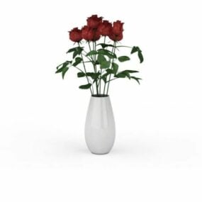 花瓶里的红玫瑰3d模型