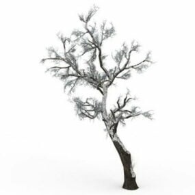 Model 3D drzewa głogu pokrytego śniegiem