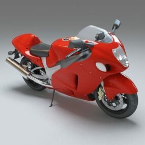 赤いオートバイ3Dモデル