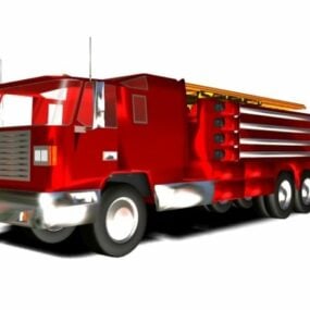 Model 3D ciężarówki z drabiną strażacką