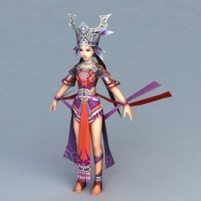 Princess Character With Fantasy Dress 3d model
