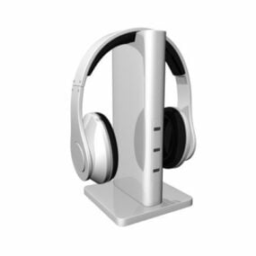 Wireless Headphones On A Stand 3d model