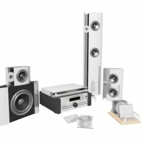 Sistema de sonido de cine en casa moderno modelo 3d