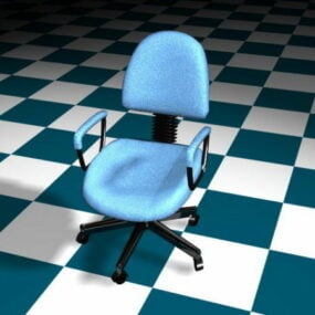 Chaise de personnel de bureau bleue modèle 3D
