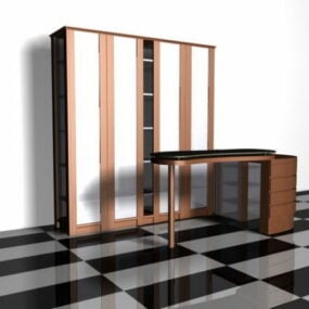 Home Bar Cabinet With Counter 3d model