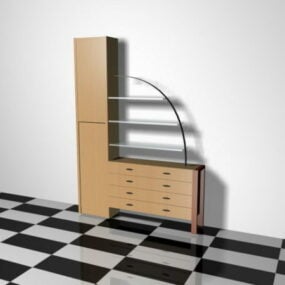 3д модель шкафа для хранения вещей со стеклянными полками