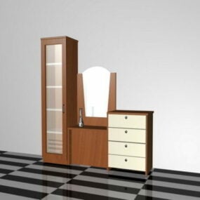 Gabinete de almacenamiento con espejo modelo 3d
