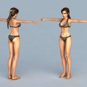 Femme avec bikini noir modèle 3D