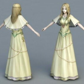 Modelo 3D da jovem princesa medieval