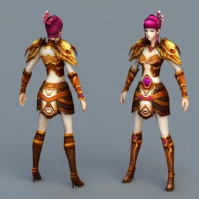 Anime Warrior Priestess 3d-model