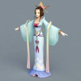 3D model ženy tanečnice dynastie Tang