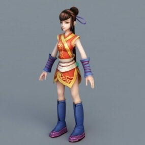 Kiinan taistelulajien anime-tyttö 3d-malli