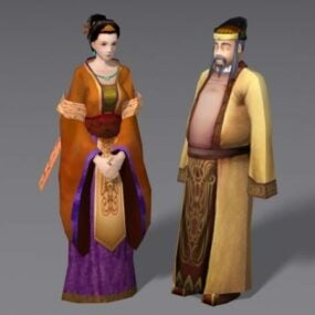 Modelo 3d histórico de casal chinês