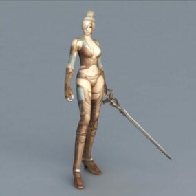 Vrouw krijger met zwaard 3D-model