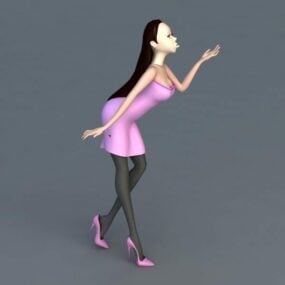 Stylowa dama z kreskówek Model 3D