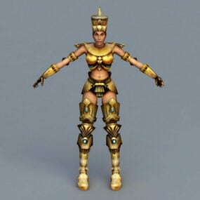 Egypten kvinnlig krigare Rigged 3D-modell