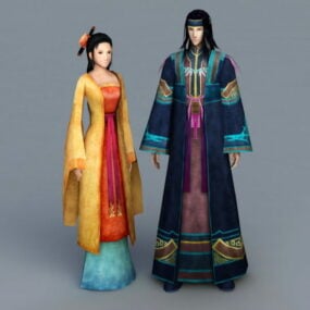 Anime pareja china modelo 3d