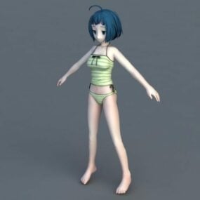 Anime Girl Pyžamo 3D model