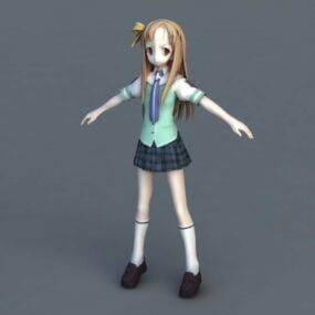 Écolière Anime modèle 3D