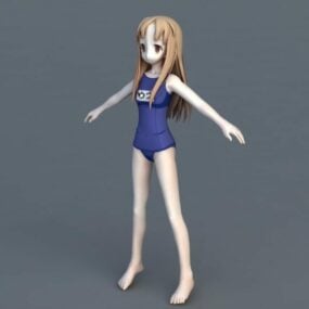 Anime School Girl Swimsuit 3d model