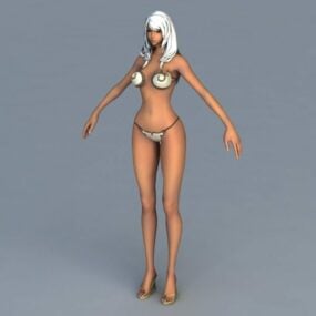 Tall And Slim Girl In Bikini 3d model