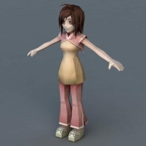 Anime kızı Rigged 3d modeli