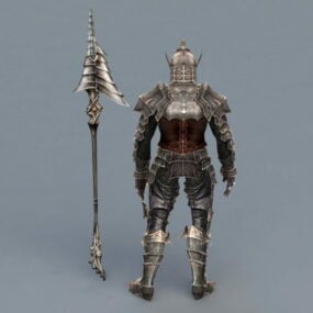 Prajurit Armor Dengan model Tombak 3d