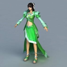Vihreä tyttö Rigged 3d-malli