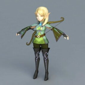 Anime Girl Elf Archer 3d-modell