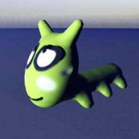 Green Cartoon Worm 3d-model