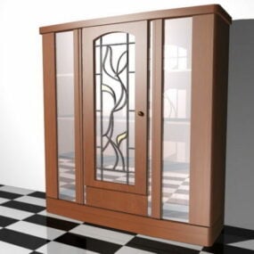 Cherry Wood Display Cabinet 3d model