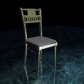 เก้าอี้รับประทานอาหารไม้วินเทจแบบ 3 มิติ