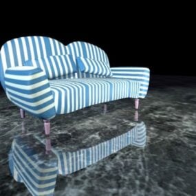 条纹织物双人沙发 3d model