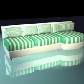 Sofa w paski z szezlongiem Model 3D