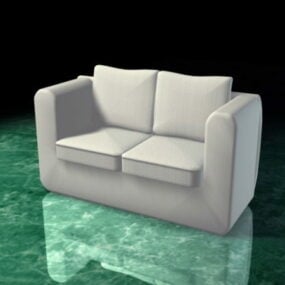 Model 3D białego fotela dwuosobowego