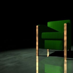 3д модель зеленого дивана-кресла