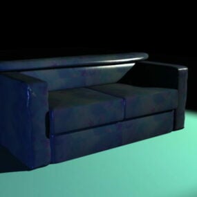 蓝色皮革双人沙发3d模型