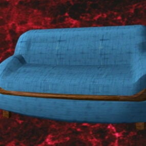 3д модель синего дивана и диванчика