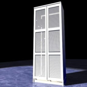白い背の高い本棚3Dモデル