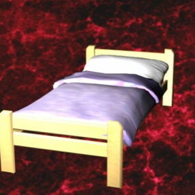 Łóżko pojedyncze z pościelą Model 3D