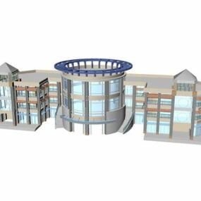 近代的な図書館の建物の3Dモデル