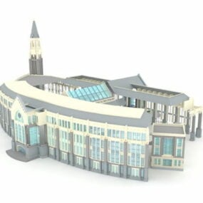 French Colonial Post Office Building 3d model